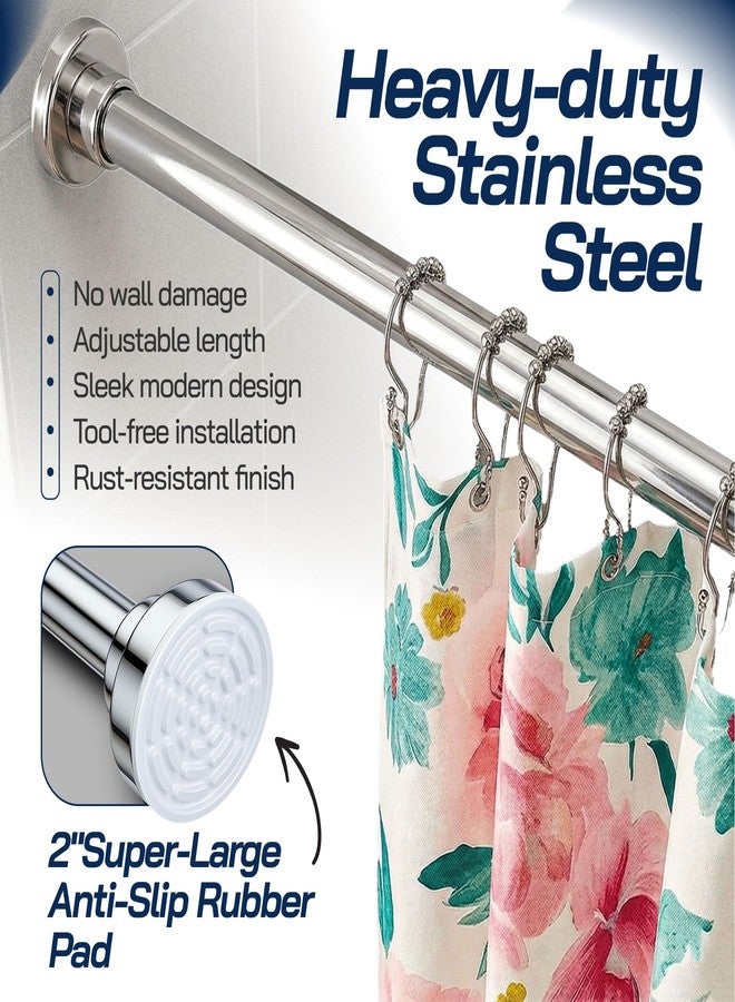 Adjustable Shower Curtain Rod 26-78 Inches - No Drill Tension Shower Rod, Heavy Duty Spring Tension Rod, Rust Resistant Stainless Steel, Non-Slip Telescopic Rods for Bathroom, Closet, Window (Silver) - Image 4