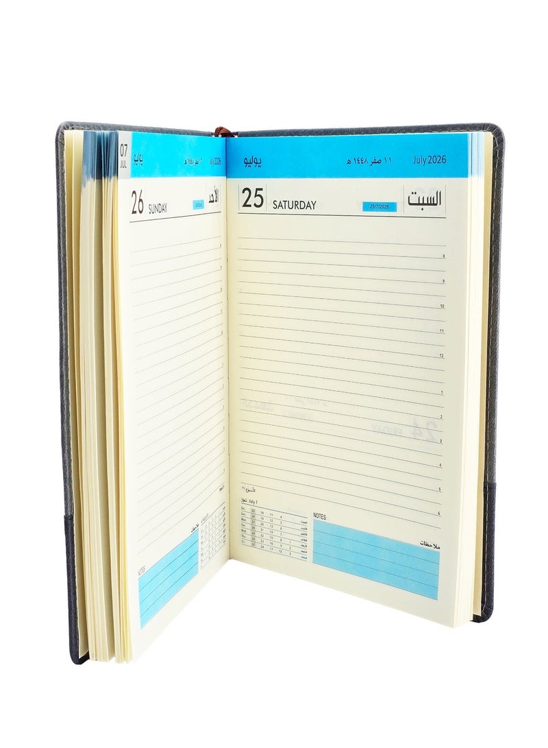 2026 Diary, Daily Planner Notebook,  Cloth Cover, Thick Paper - Navy Blue - Image 2