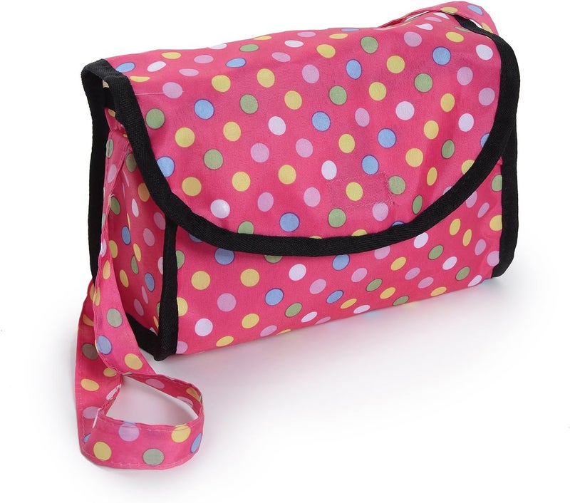Exquisite Buggy Twin Doll Stroller with Diaper Bag and Swivel Wheels & Adjustable Handle - Pink & Polka Dot Design - Image 5