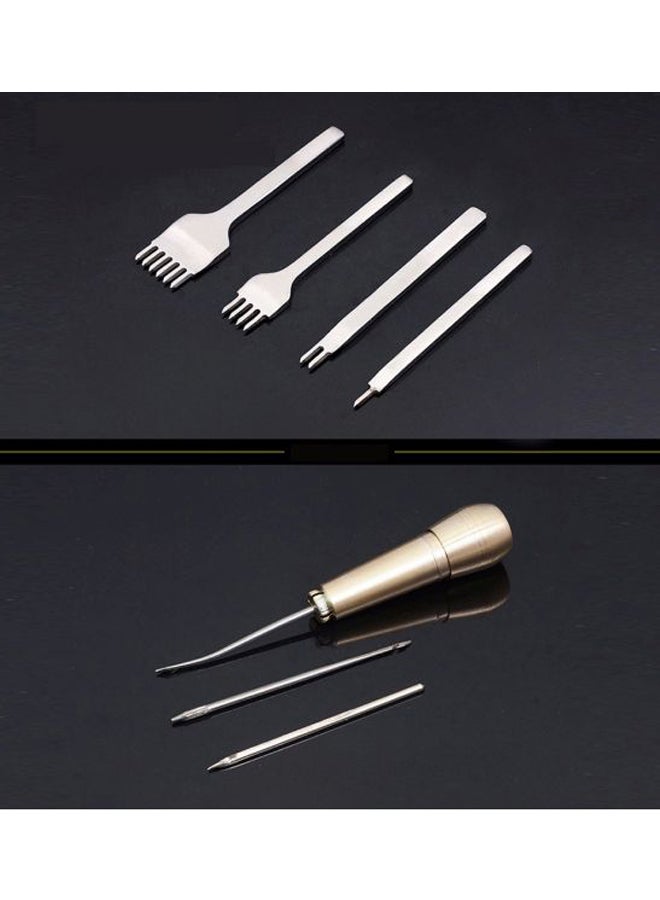 NIBEMINENT 48-Piece Leather Craft Tools Kit Silver/Black/Brown - Image 3