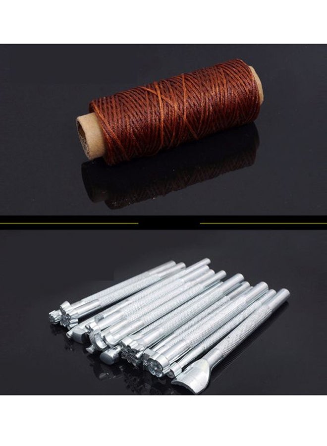 NIBEMINENT 48-Piece Leather Craft Tools Kit Silver/Black/Brown - Image 2