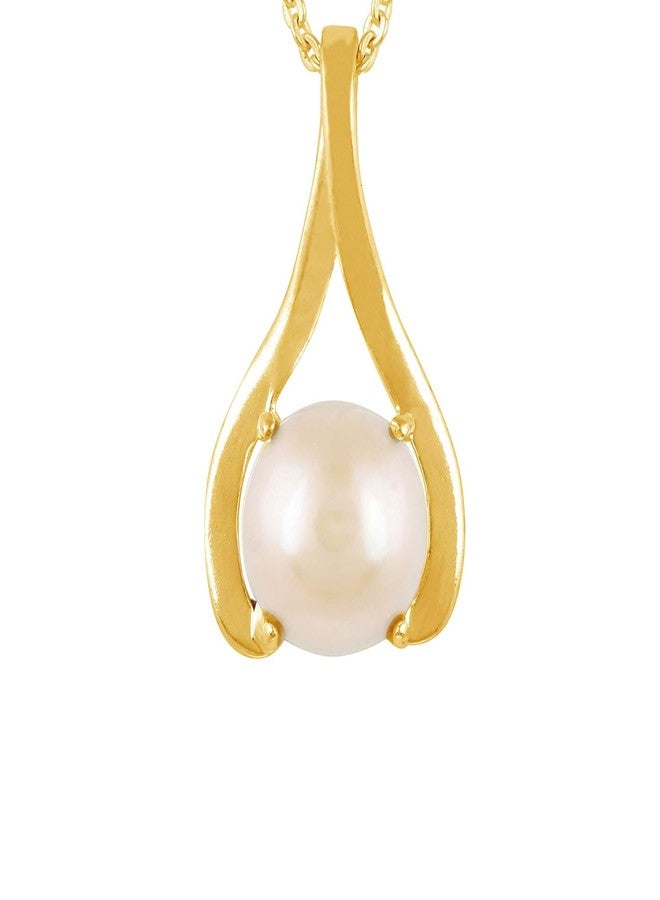 JEMSPRIME Pearl-Moti Gemstone Panch Dhatu Gold Coated Pendant for Men and Women Weight 8.25 Ratti Birthstone/Astrology/Rashi Ratan - Image 1