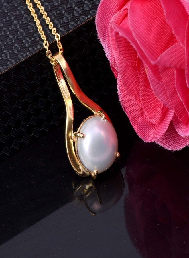 JEMSPRIME Pearl-Moti Gemstone Panch Dhatu Gold Coated Pendant for Men and Women Weight 8.25 Ratti Birthstone/Astrology/Rashi Ratan - Image 3