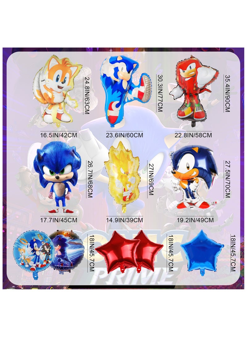ILovhaprty Sonic Party Decoration Balloons, 11 Pcs of Sonic Balloons, including Sonic Foil Balloons and Star Foil Balloons, etc. Sonic Foil Balloons for Boys Kids Sonic Theme Party - Image 3