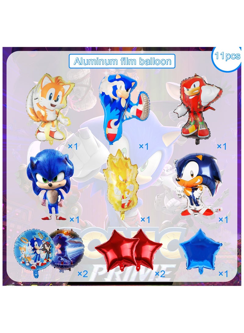 ILovhaprty Sonic Party Decoration Balloons, 11 Pcs of Sonic Balloons, including Sonic Foil Balloons and Star Foil Balloons, etc. Sonic Foil Balloons for Boys Kids Sonic Theme Party - Image 2