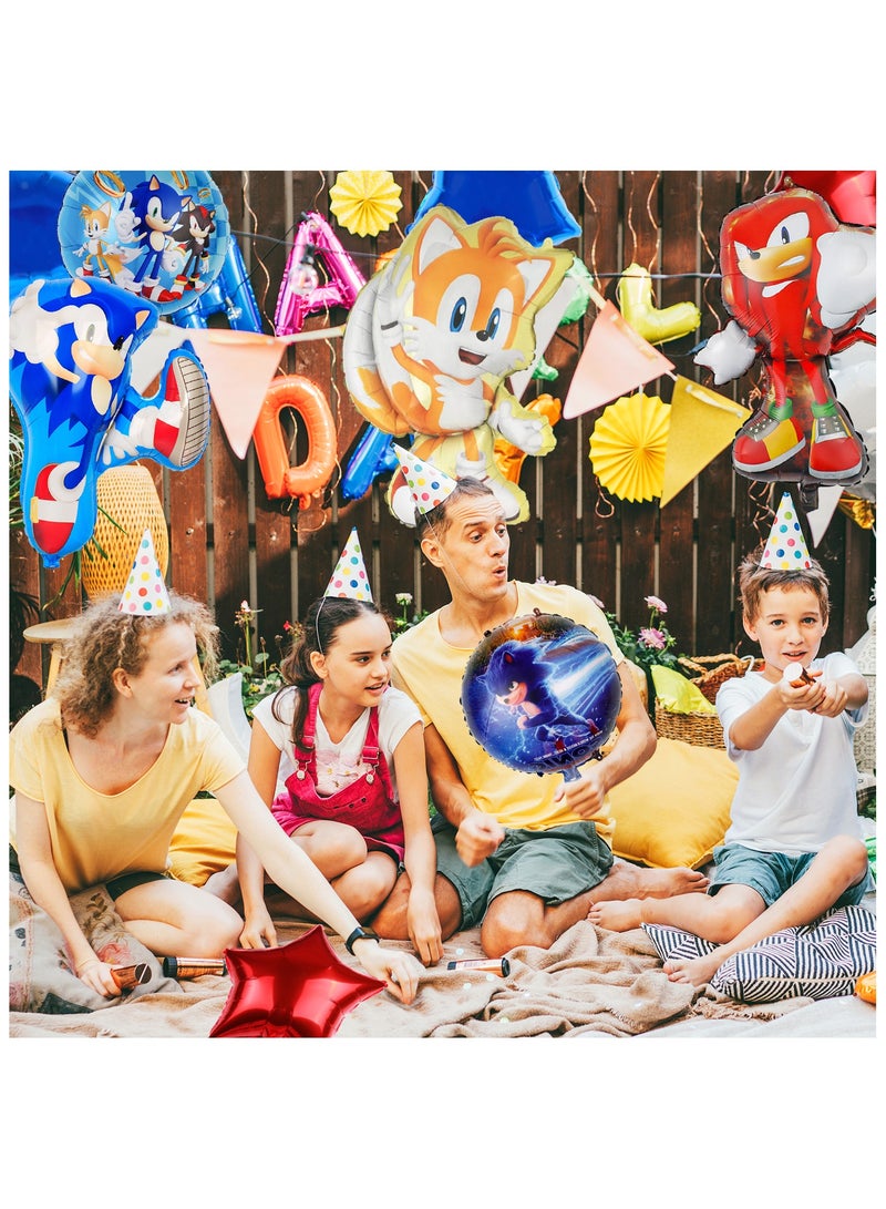 ILovhaprty Sonic Party Decoration Balloons, 11 Pcs of Sonic Balloons, including Sonic Foil Balloons and Star Foil Balloons, etc. Sonic Foil Balloons for Boys Kids Sonic Theme Party - Image 4