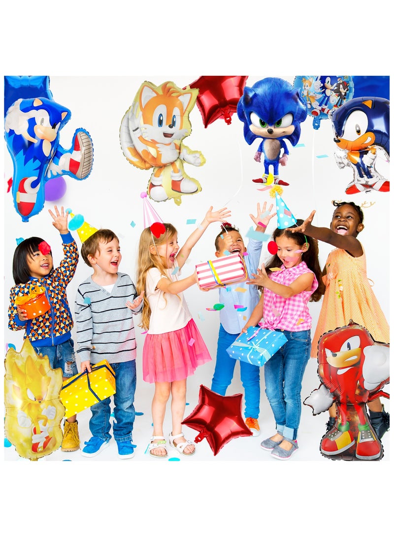 ILovhaprty Sonic Party Decoration Balloons, 11 Pcs of Sonic Balloons, including Sonic Foil Balloons and Star Foil Balloons, etc. Sonic Foil Balloons for Boys Kids Sonic Theme Party - Image 5