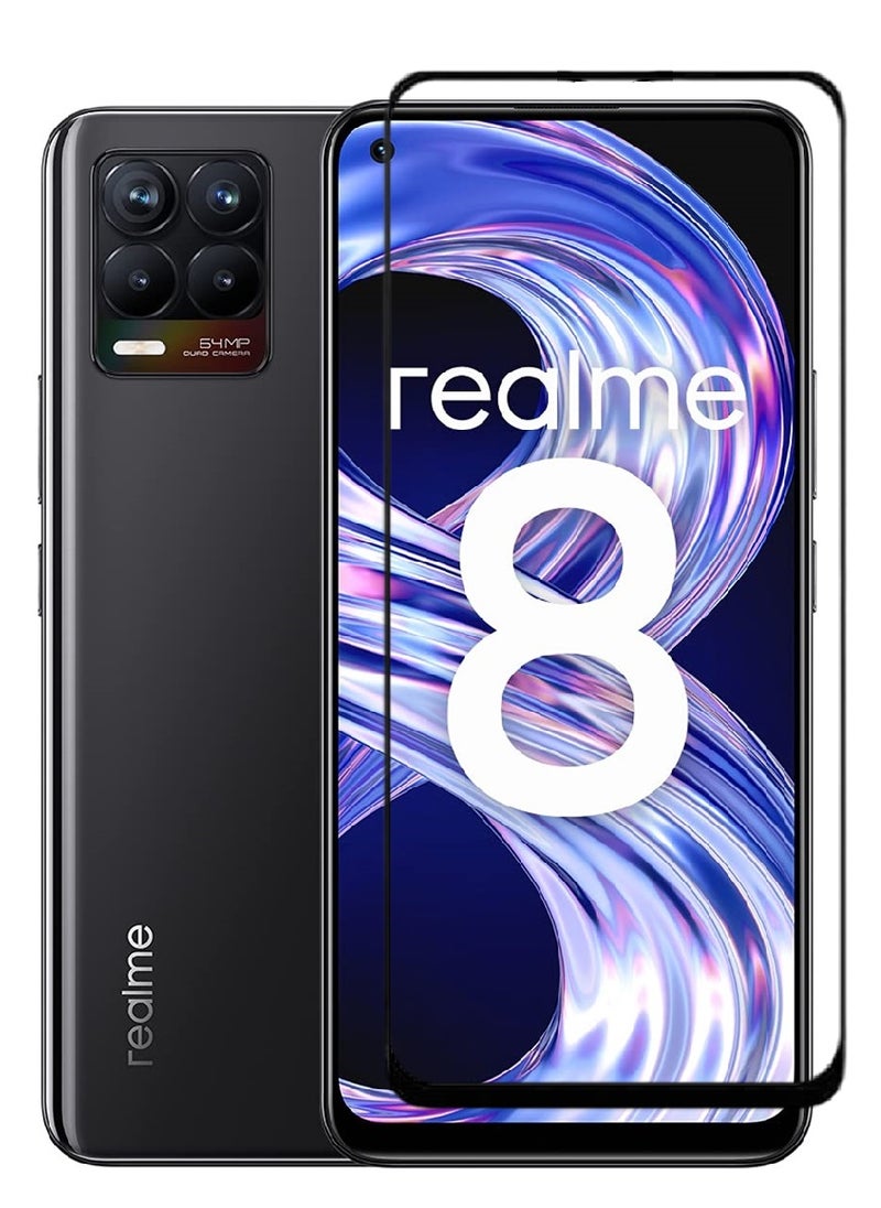 AINA حماية شاشة زجاجية مقسّاة 5D مصممة لهاتف Realme 8 تغطي الشاشة بالكامل مع لاصق كامل من الحافة إلى الحافة وخالية من الفقاعات - Image 1