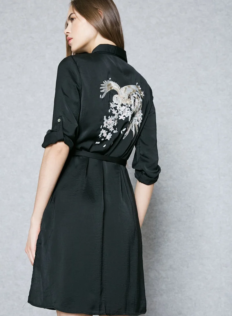 ELLA Embroidered Back Self Tie Shirt