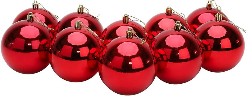 Christmas Concepts 10 Extra Large 100mm 4 Baubles  Christmas Tree Baubles Red