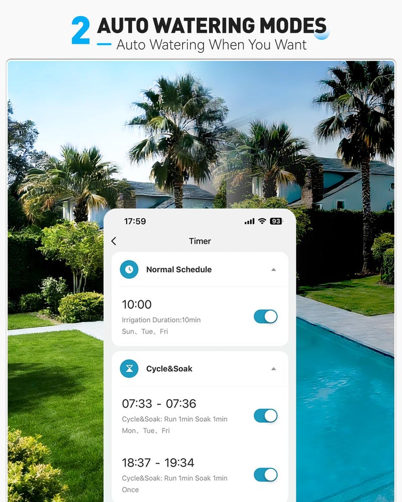 RAINPOINT Bluetooth Water Timer, Sprinkler Timer for Garden Hose, Smart Automatic Irrigation System with Brass Inlet for Yard, Lawn, APP Remote Control via Bluetooth(Without Hub) - Image 4
