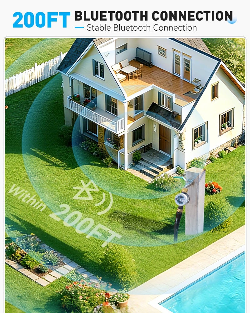 RAINPOINT Bluetooth Water Timer, Sprinkler Timer for Garden Hose, Smart Automatic Irrigation System with Brass Inlet for Yard, Lawn, APP Remote Control via Bluetooth(Without Hub) - Image 2