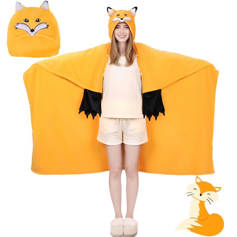 Minhuida Wearable Fox Hoodie Blanket for Women - Super Soft Animal Blanket Hoodie, Comfortable Close-to-Body Perfect for Parties and Halloween Gifts for Adults - Image 1