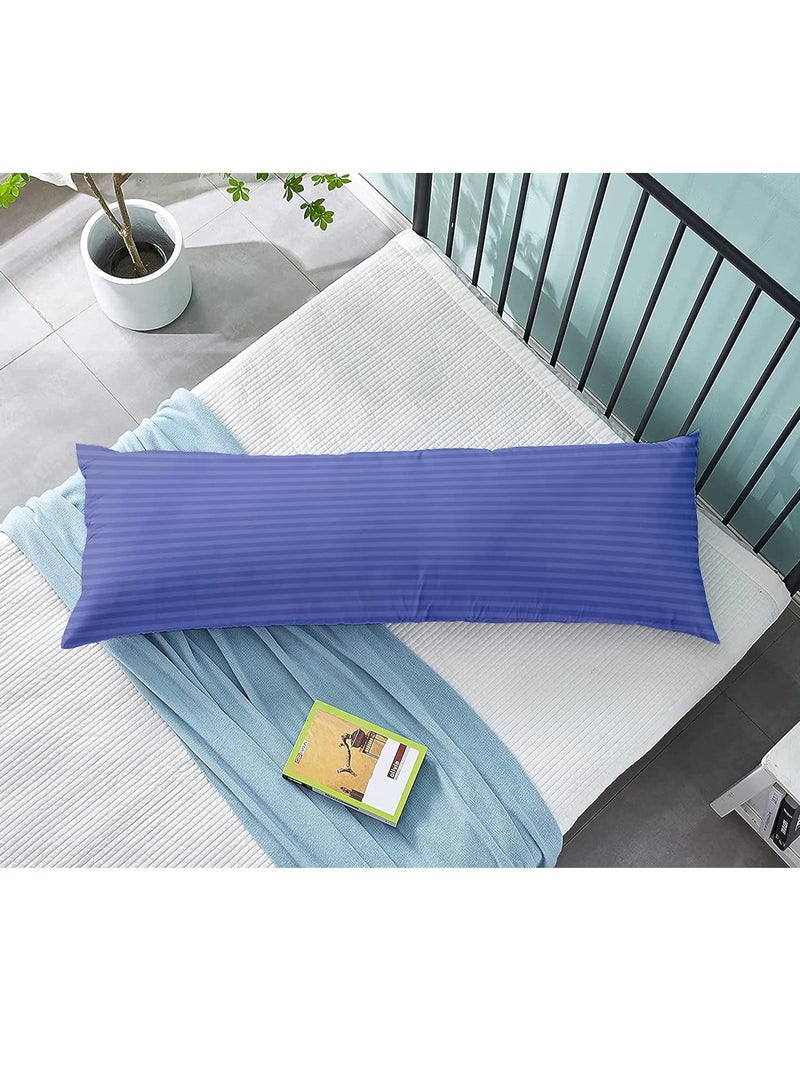 DubaiGallery Long Body Pillow 1pc, Fabric: 100% Polyester 85 GSM Microfiber 1 cm Stripe Super Soft, Filling: 1300 gm Hollow Fiber Comfort, Breathable & Ultra Soft , Size: 45 x 120 cm  - Image 1
