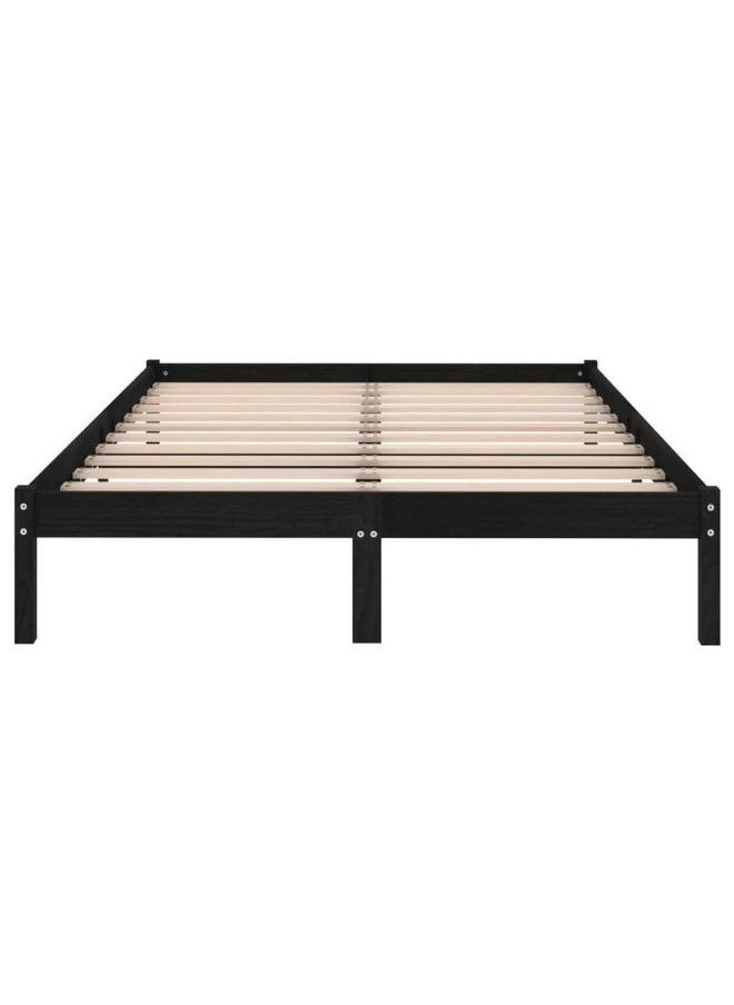 vidaxl - vidaXL Bed Frame Black Solid Wood 180x200 cm Super King Size - Image 1