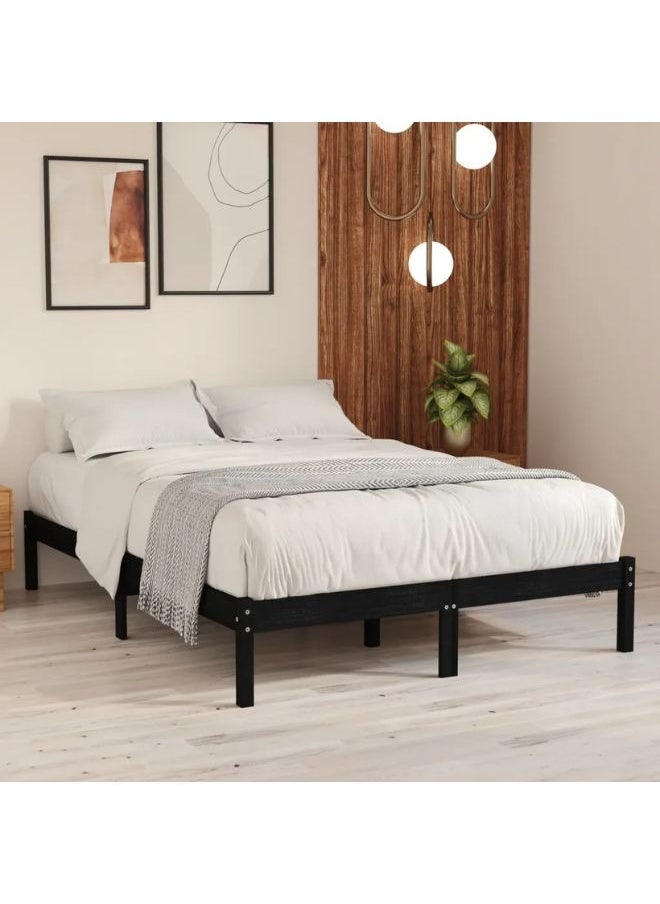 vidaxl - vidaXL Bed Frame Black Solid Wood 180x200 cm Super King Size - Image 1