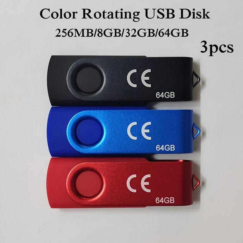 3 Pack 32GB High Speed Rotating USB 2.0 Flash Drives True Capacity for Computers Smart TVs and Car Audio Systems - Image 1