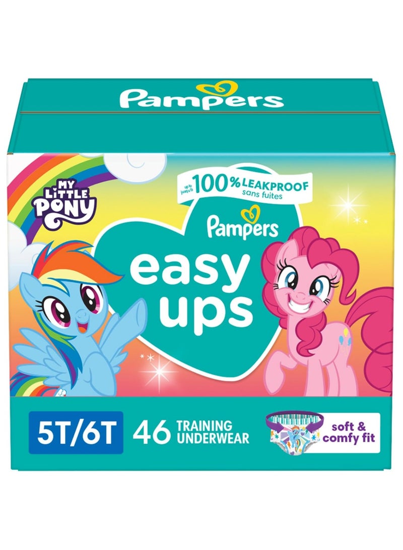 Pampers Easy Ups Girls & Boys Potty Training Pants - Size 5T-6T, 46 Count, My Little Pony Training Underwear (Packaging May Vary)