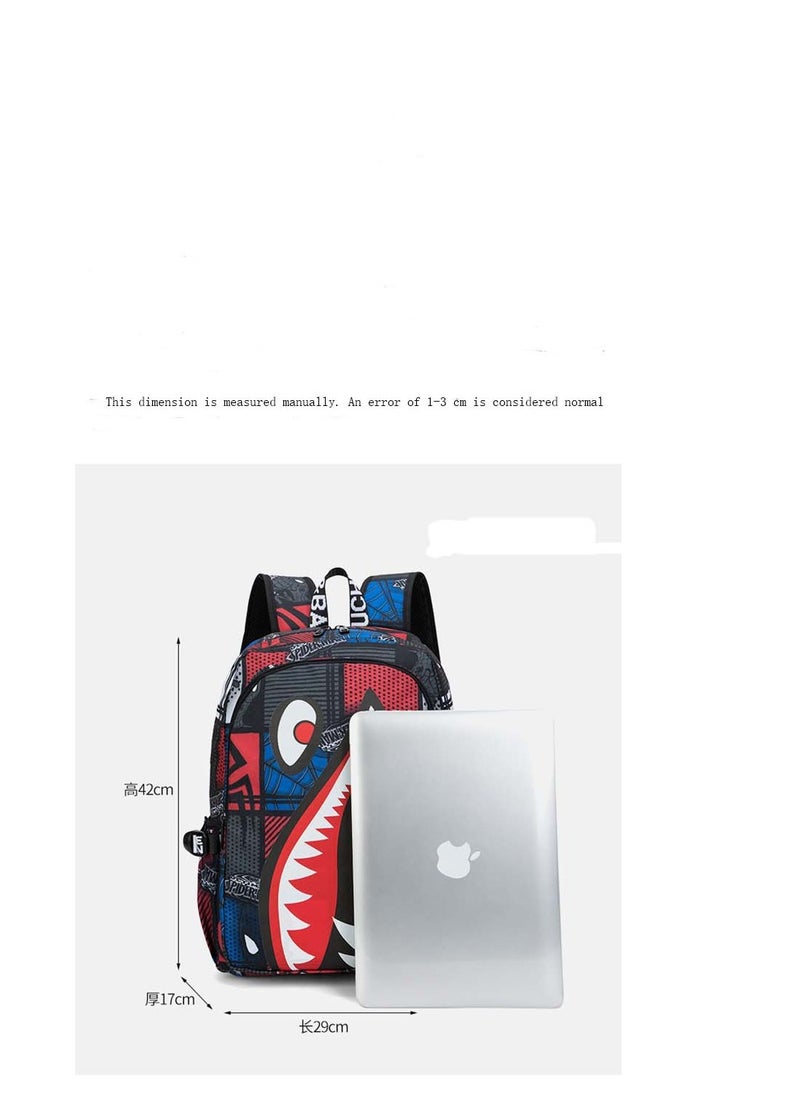 Taiahiro Oxford cloth Shark schoolbag, large-capacity schoolbag for primary and secondary school students, backpack with personality and simplicity.  - Image 2