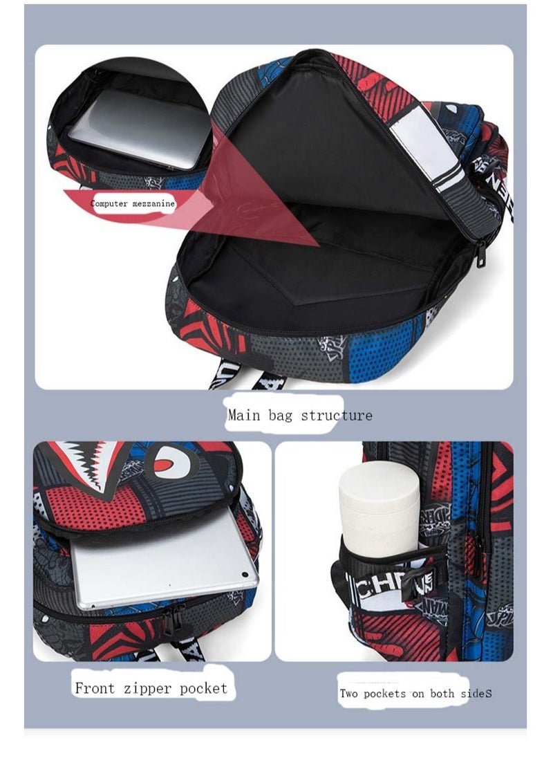 Taiahiro Oxford cloth Shark schoolbag, large-capacity schoolbag for primary and secondary school students, backpack with personality and simplicity.  - Image 3