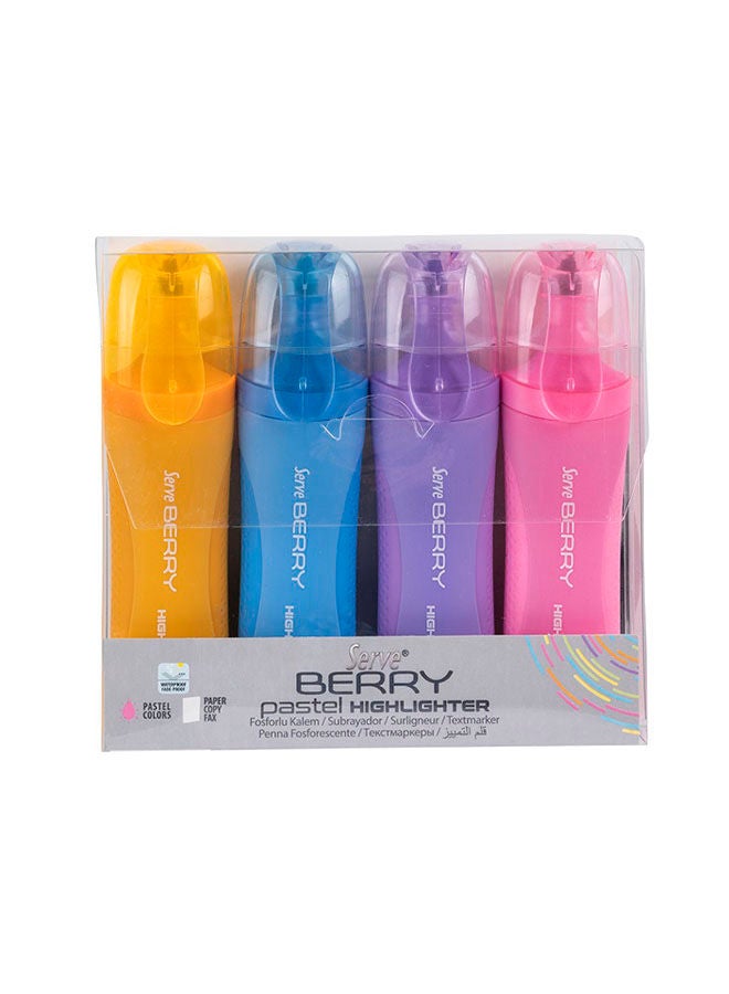 Serve 4 Pcs Berry Highlighter Pastel Colours-Multicolour 