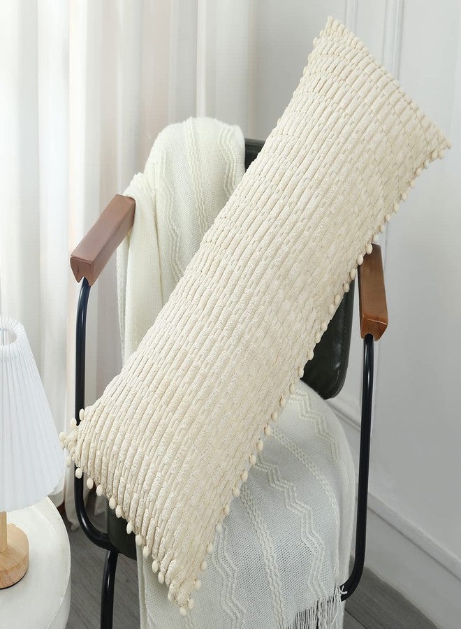 PANOD Extra Long Lumbar Pillow Cover 12x36 Boho, Super Soft and Plush Modern Decorative Body Pillow Cover Case for Bed, Sofa, Couch, Farmhouse, Living Room, Beige - Image 3