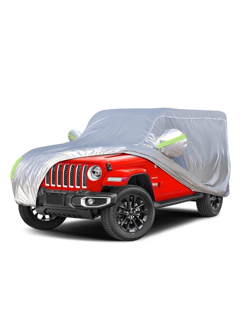 Generic Waterproof Car Cover for Jeep Wrangler JK JL 4 Door All Weather Protection with Zippered Door for Easy Access Silver  - Image 1