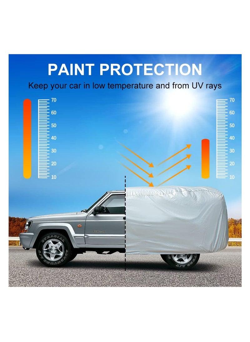 Generic Waterproof Car Cover for Jeep Wrangler JK JL 4 Door All Weather Protection with Zippered Door for Easy Access Silver  - Image 4