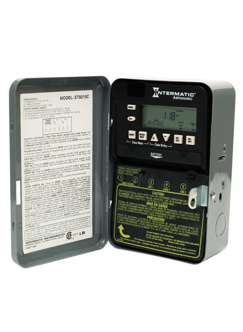 Intermatic Intermatic ET8215C Astronomic Electronic Time Switch - Automated Weekly Scheduling, Multi-Volt Operation, To-the-Minute Programming - Astronomic Feature for Intelligent Lighting  - Image 3