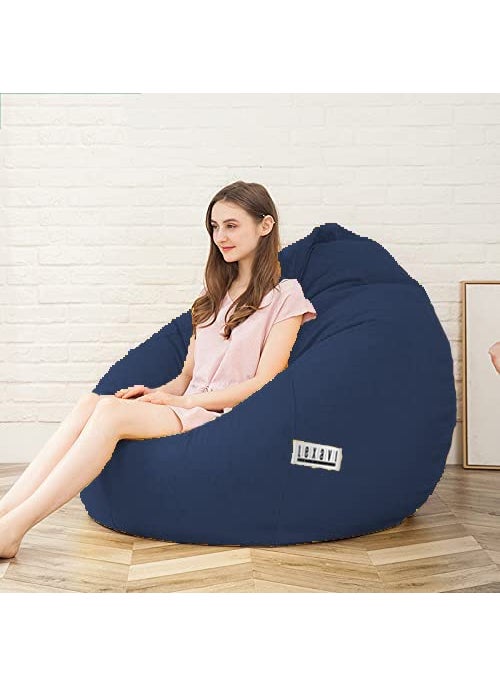 LEXAVI LEXAVI Brand 4XL Bean Bag with Footstool Filled with Beans Ready to Use Navy Blue  - Image 2