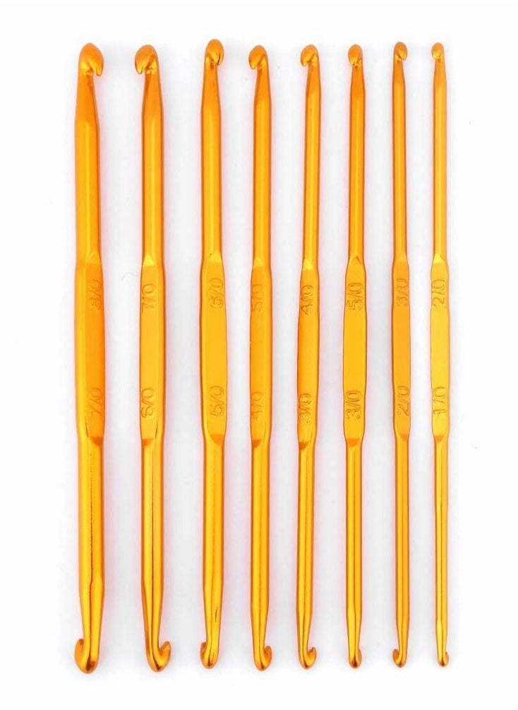 Excefore - Crochet Hook Set, 8 Pcs Handle Crochet Hooks Knitting Needle Set, Golden Alumina Double End Crochet Crocheting and Knitting Set Weave Craft DIY Sewing Accessory - Image 1