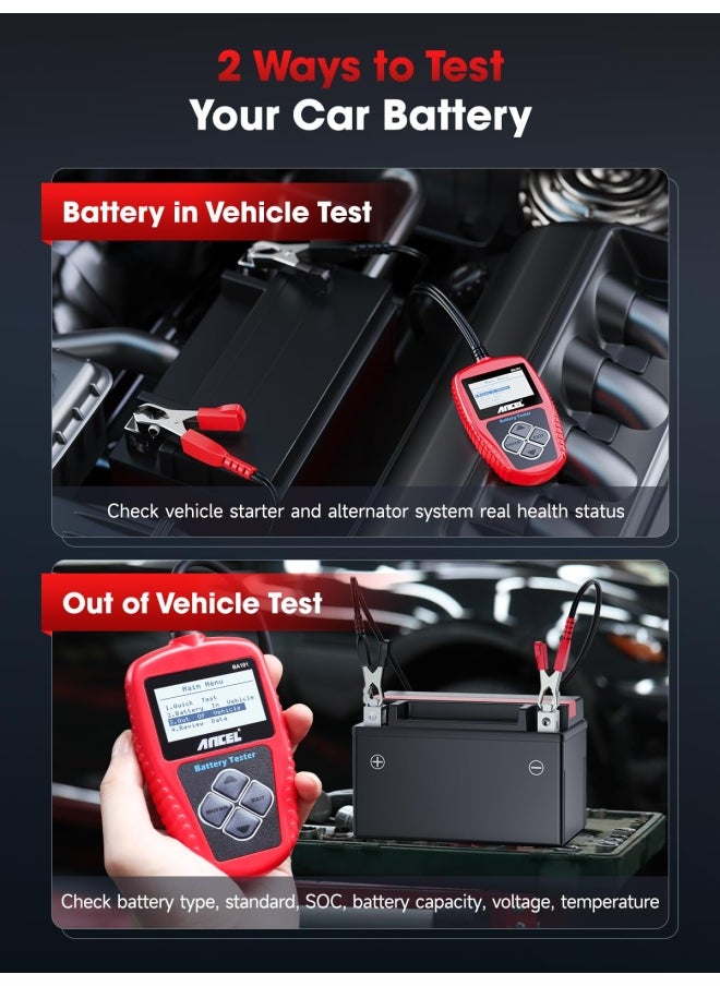 Ancel - Ba101 Car Battery Tester 12V Digital Automotive Batteries And Alternator Diagnostic Tool 100 2000 Cca Load Capacity Charging And Cranking Analysis For Motorcycle Truck Boat Rv Marine And More - Image 1