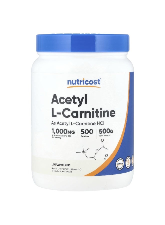 Nutricost Nutricost, Acetyl L-Carnitine, Unflavored , 1.1 lb (500 g) - Image 1