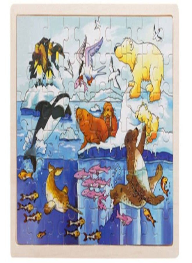 لعبة بازل خشبي لتركيب الصور المقطعة من 60 قطعة بتصميم حيوانات للتعليم المبكر مناسبة للإهداء للأولاد والبنات - Image 1