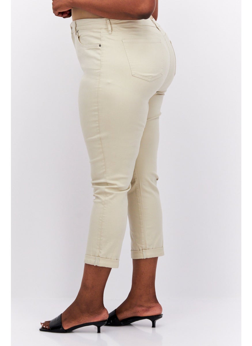 NYDJ - Women Regular Fit Plain Stretchable Jeans, Beige - Image 1