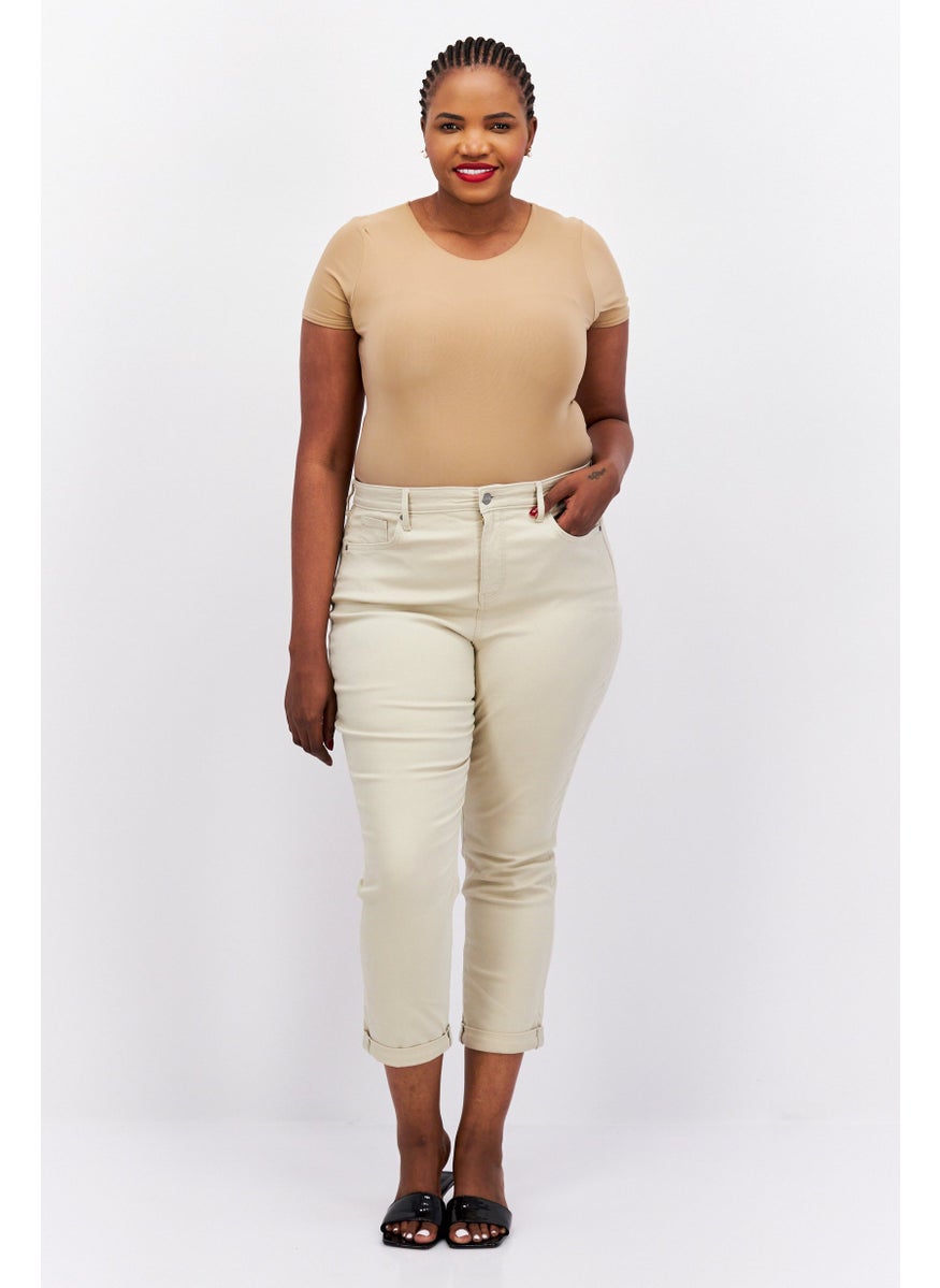 NYDJ - Women Regular Fit Plain Stretchable Jeans, Beige - Image 1