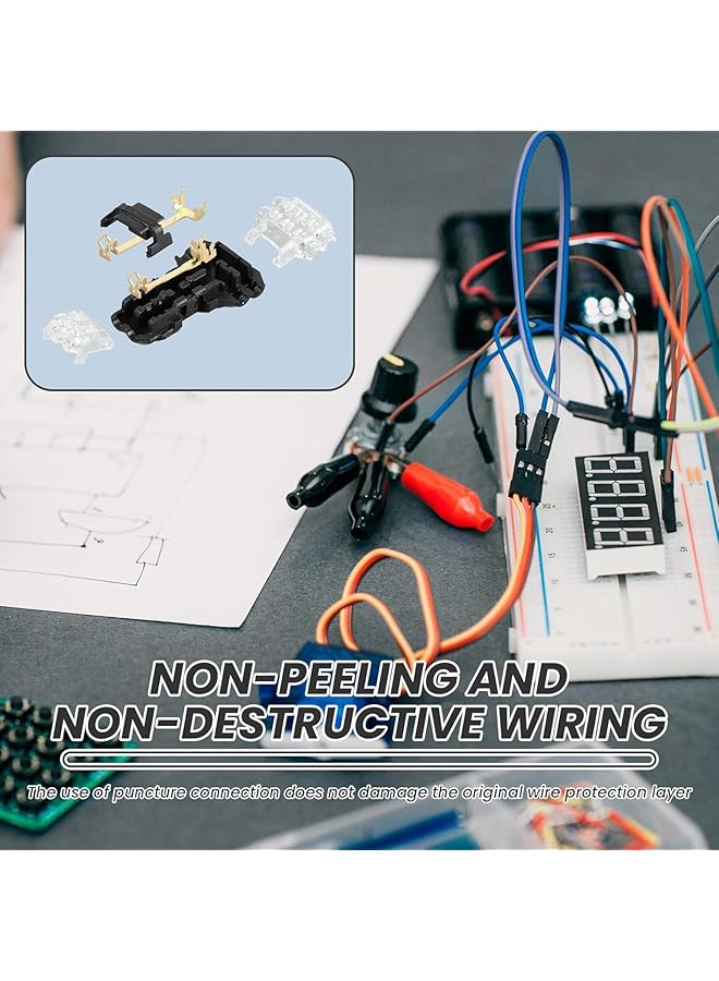 T-Tap Wire Connectors – 2-Pin Low Voltage Quick Splice Solderless Connectors, No-Stripping Electrical Wire Clips For 20-22 Awg, Heat-Resistant 12V/24V Dc Automotive  Speaker Wire Splice(12Pcs) - Image 3