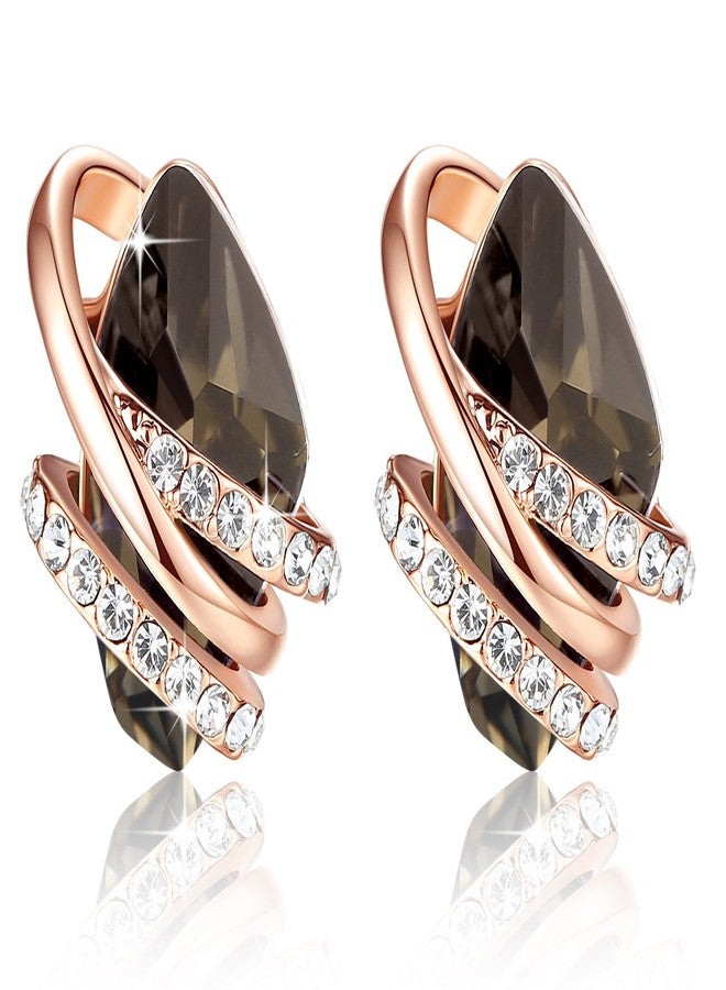 Leafael Wishstone Crystal Stud Earrings, Birthstone Earrings with Healing Crystals, Silver-tone or Rose Gold Earrings for Women, Allergy-Free Jewelry Gift for Women with Gift Box - Image 1
