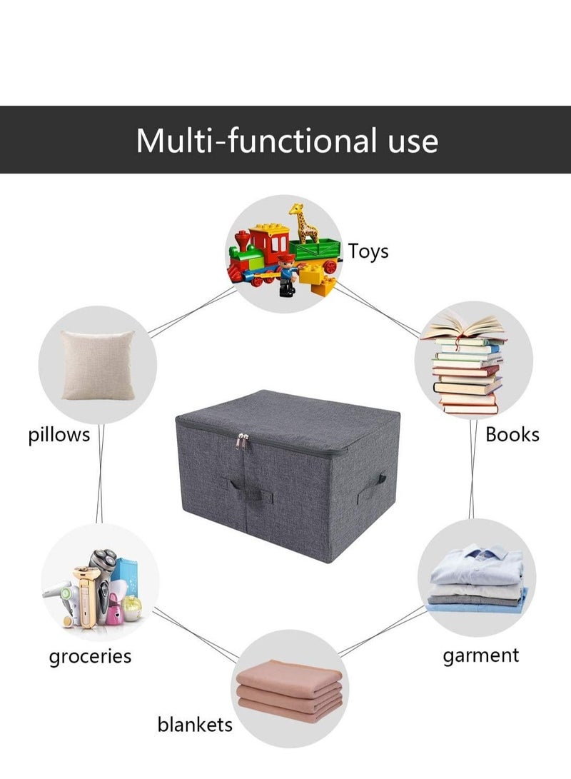 DUNISO 2 Pieces foldable covered storage boxes, lockers with handles, wardrobe storage containers, fabric storage baskets, wardrobe organizing boxes, wardrobes, shelves, office storage boxes - Image 2