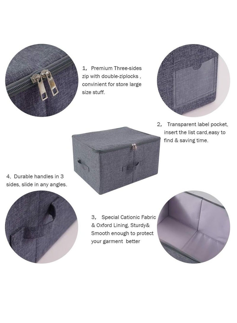 DUNISO 2 Pieces foldable covered storage boxes, lockers with handles, wardrobe storage containers, fabric storage baskets, wardrobe organizing boxes, wardrobes, shelves, office storage boxes - Image 3