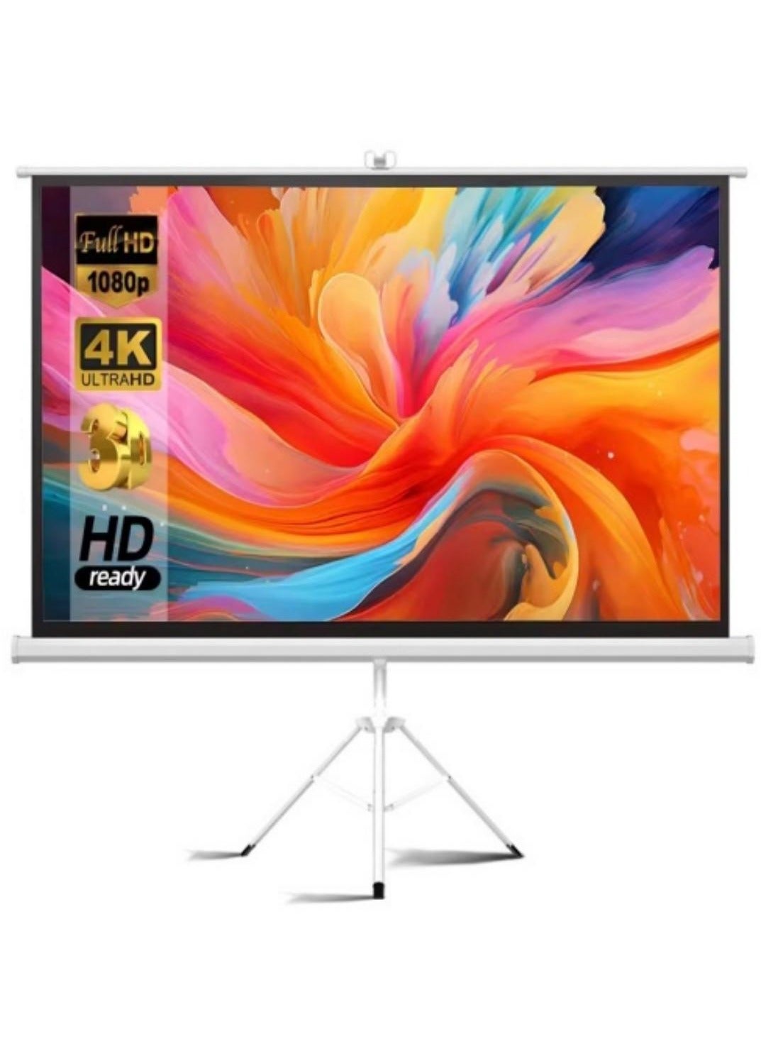 ET-LIFE 72 Inch 16:9 Portable 4K Projector Screen with Tripod Stand - White Fiberglass Projector Screen for Outdoor and Indoor Use