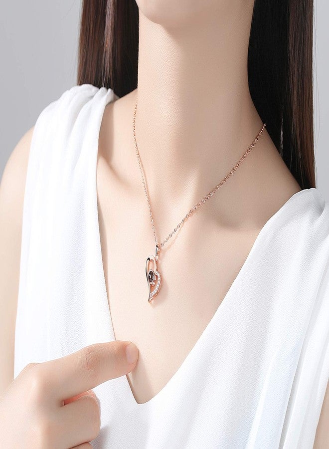 YouBella Jewellery 18k Rose Gold Plated I Love You in 100 Languages Heart Necklace Jewellery for Women and Girls (Style 2) - Image 4