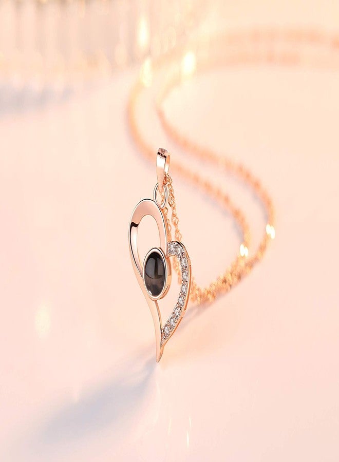 YouBella Jewellery 18k Rose Gold Plated I Love You in 100 Languages Heart Necklace Jewellery for Women and Girls (Style 2) - Image 3