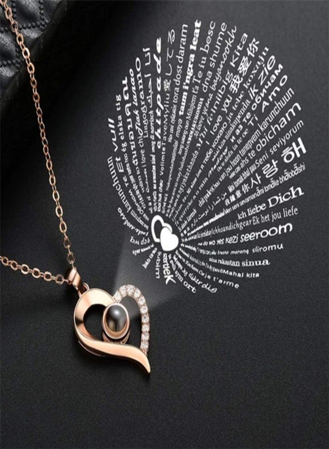 YouBella Jewellery 18k Rose Gold Plated I Love You in 100 Languages Heart Necklace Jewellery for Women and Girls (Style 2) - Image 2