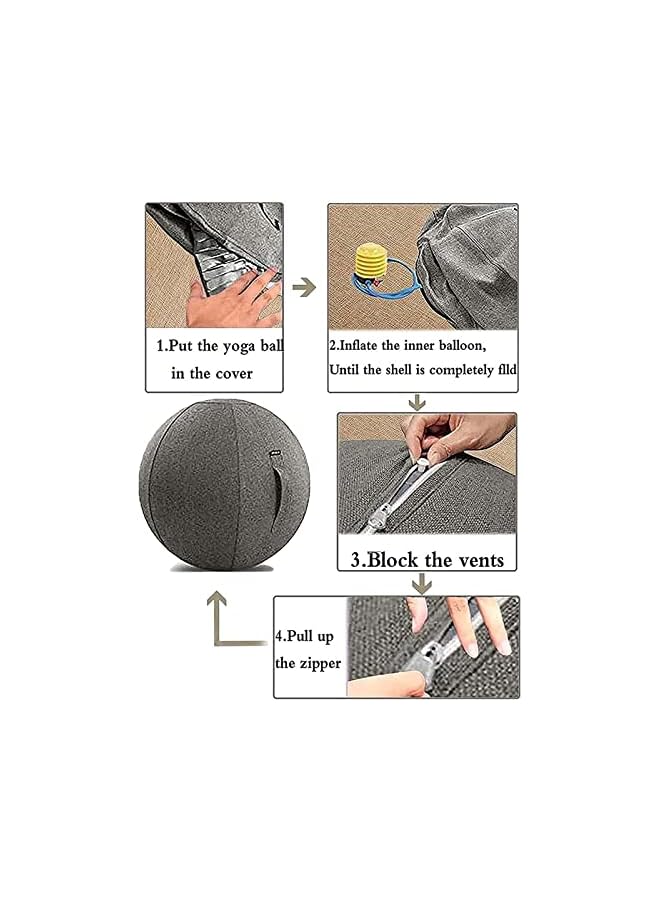 PROMASS Yoga Ball Cover, Breathable Fabric Ball Dust Protection With Handle Anti-Scratch 55 65 75Cm Fitness Ball Foldable Fabric Cover For Fitness Ball Office Ball Balance Ball Exercise Ball Cover  - Image 4
