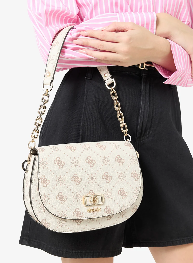 Guess  Emelie Logo Flap Over Shoulder Bag for Women | Best Price UAE