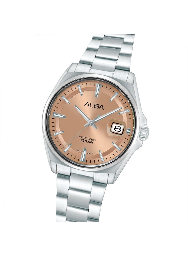 Alba Active Men’s Watch AS9V93X1, 39 mm Salmon Dial, Stainless Steel Case & Bracelet, 100 m WR - Image 4