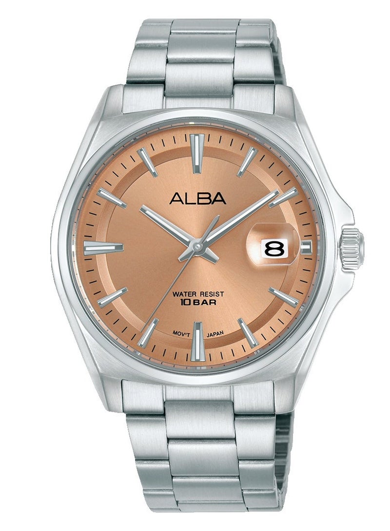 Alba Active Men’s Watch AS9V93X1, 39 mm Salmon Dial, Stainless Steel Case & Bracelet, 100 m WR - Image 1