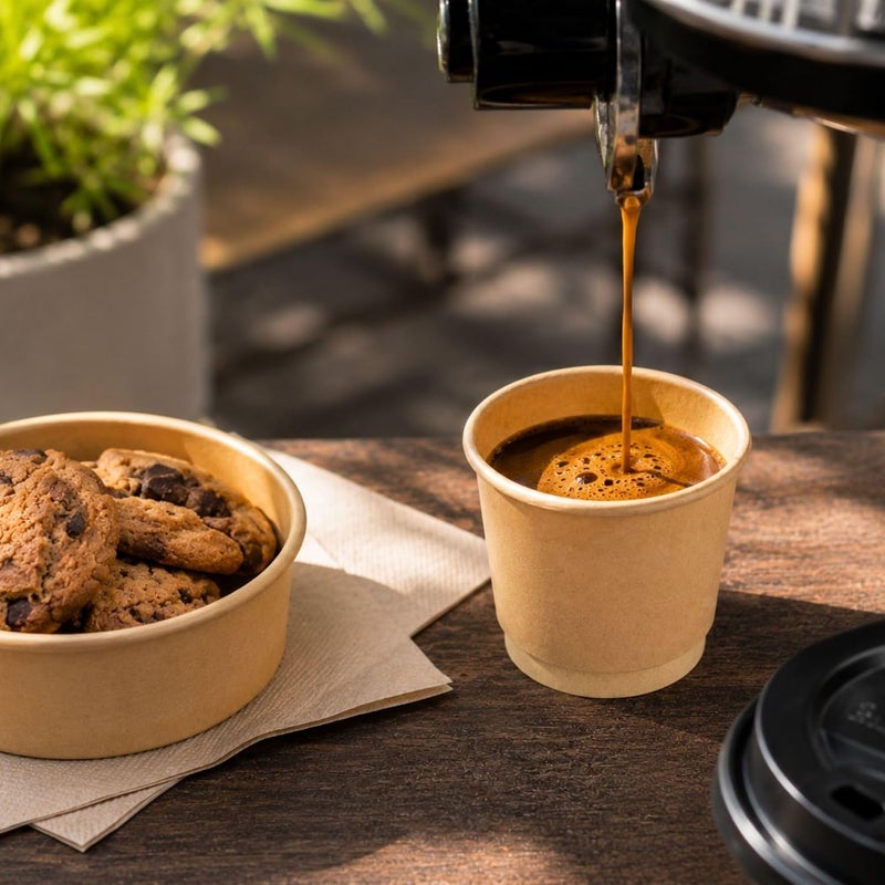 Restaurantware 500-CT Disposable Kraft 4-oz Hot Beverage Cups with Double Wall Design: No Need for Sleeves - Perfect for Cafes - Eco Friendly Recyclable Paper - Insulated - Wholesale Takeout Coffee Cup - Image 3