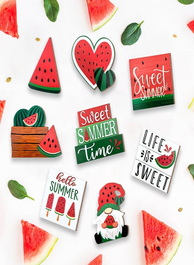 Guoofu Summer Tiered Tray Decor, Farmhouse Watermelon Tray Decorations, Hello Summer Sweet Watermelon Gnome Wooden Signs, Rustic Summer Home Decor for Table Mantel Office Holiday Party - Image 5